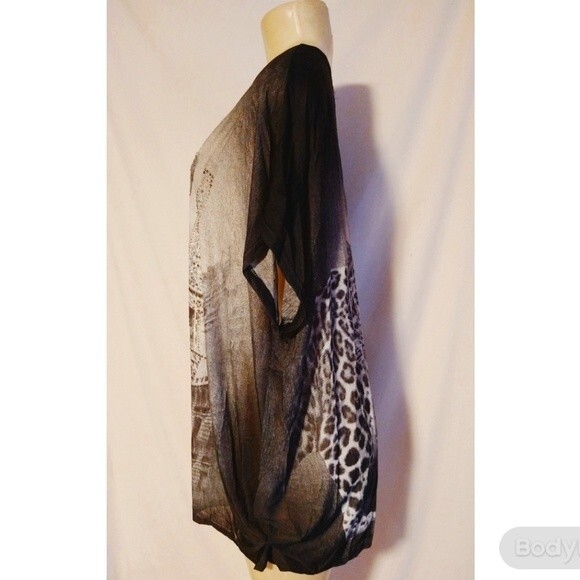 Black Tunic Top With Leopard/Eiffel Tower 3X - Picture 7 of 16
